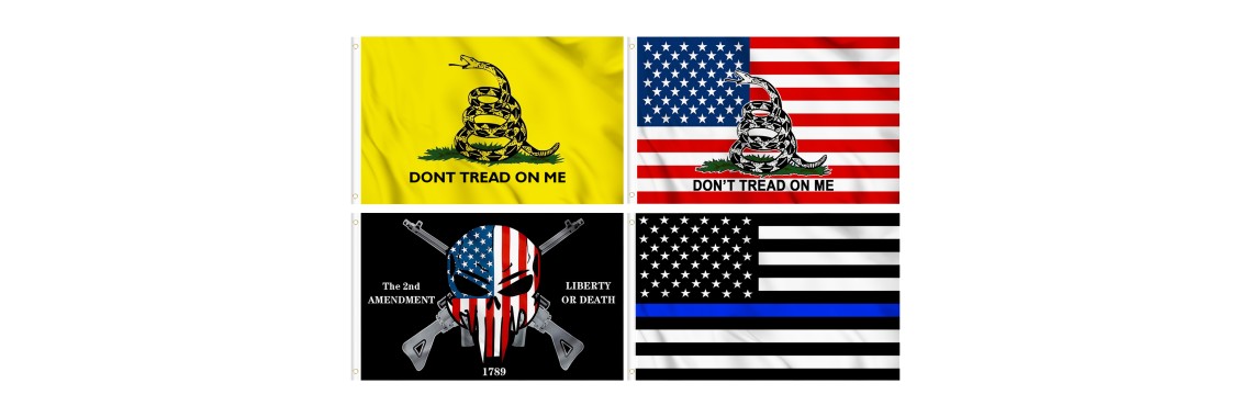 Premium Gadsden American Liberty or Death Flags 4-Pack