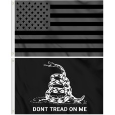 KENPMA All Black American & Gadsden Dont Tread on Me Flag 3x5 ft - 2-Pack, Fade-Proof KENPMA All Black American & Gadsden Dont Tread on Me Flag 3x5 ft - 2-Pack, Fade-Proof