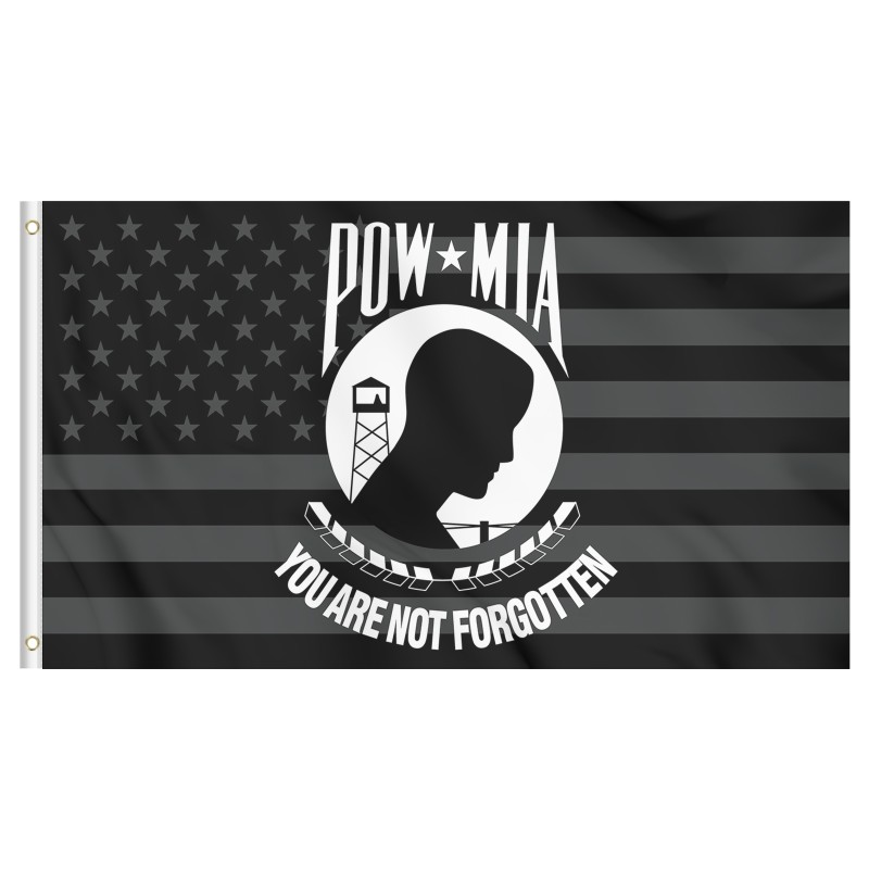 Premium Black American Pow Mia Flags 3x5 Outdoor Double Sided Heavy Duty Polyester 3 Ply Vivid Colors Double Stitched with Brass Grommets for Outdoor Indoor