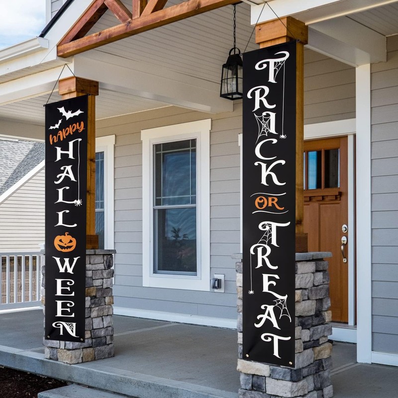 Happy Halloween & Trick or Treat Banners - Outdoor Decor for Porch & Door